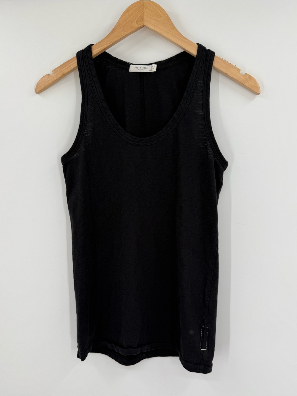 Rag & Bone Pima Cotton Slub Scoop Neck Tank Top | Black | XS